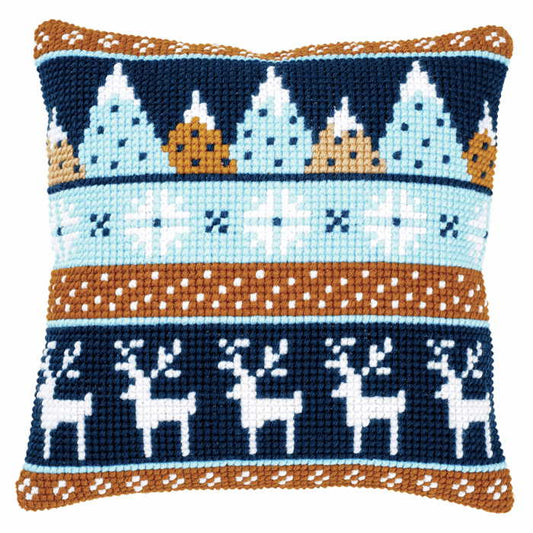 Winter Motifs Printed Cross Stitch Cushion Kit by Vervaco