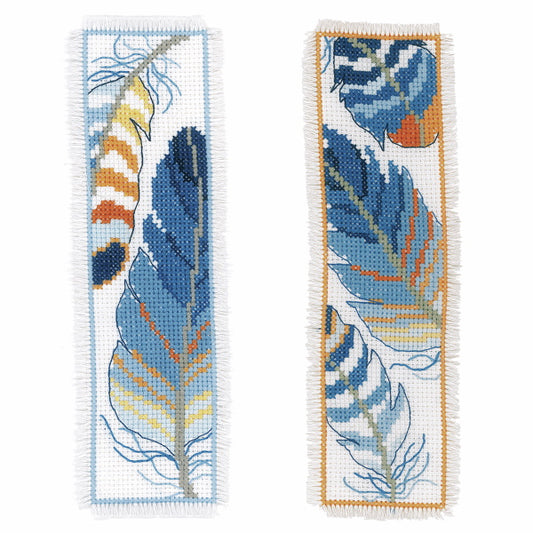 Blue Feathers Bookmark Cross Stitch Kit By Vervaco