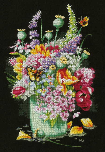 Flower Power Bouquet Cross Stitch Kit By Lanarte
