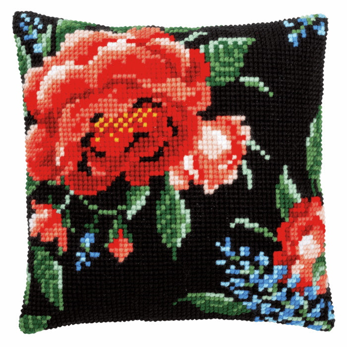 Rose Printed Cross Stitch Cushion Kit by Vervaco