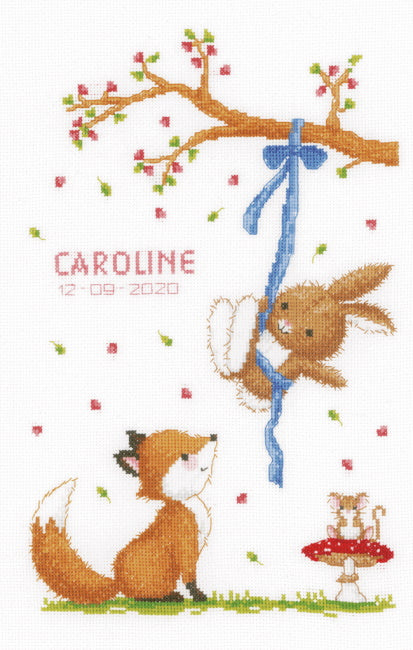 Forest Friends Birth Sampler Cross Stitch Kit By Vervaco