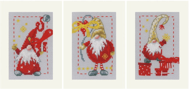 Christmas Gnomes Cross Stitch Christmas Card Kit By Vervaco