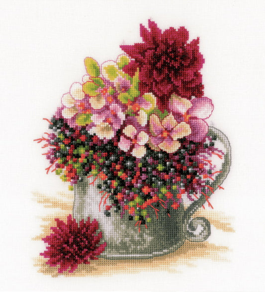 Pink Blush Bouquet Cross Stitch Kit By Lanarte