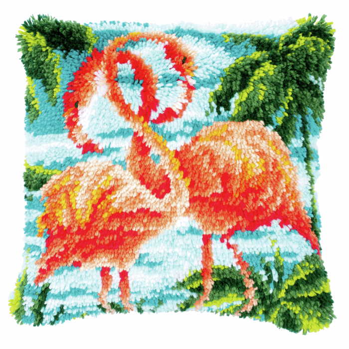 Flamingos Latch Hook Cushion Kit By Vervaco