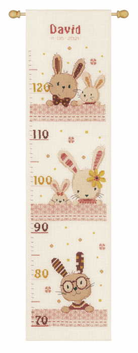 Sweet Bunnies Height Chart Cross Stitch Kit By Vervaco