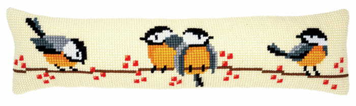 Blue Tits Cross Stitch Draught Excluder Cushion Kit By Vervaco
