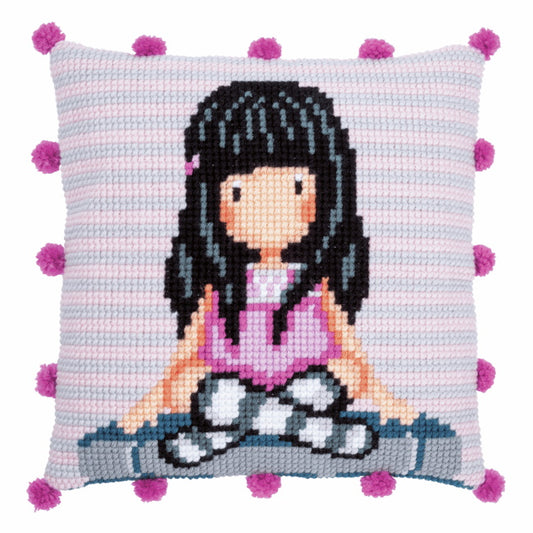 The Words Gorjuss Printed Cross Stitch Cushion Kit by Vervaco