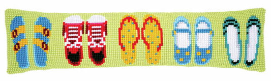Summer Shoes Cross Stitch Draught Excluder Cushion Kit By Vervaco