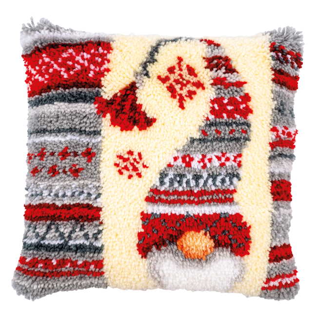 Wizardi Latch Hook Cushion Kit - Christmas Tree Design, 35x46 Cm, Pre-Cut Yarn, Includes Tool