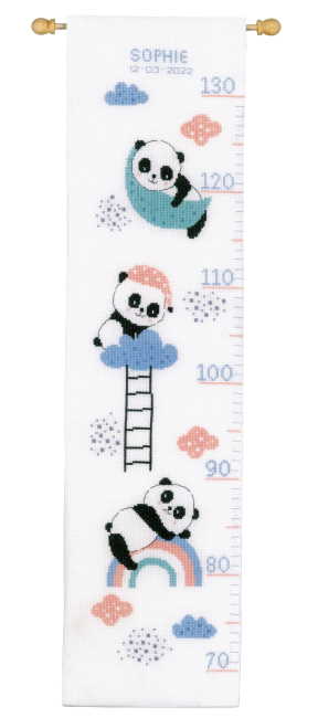 Panda Bears Go To Sleep Height Chart Cross Stitch Kit By Vervaco