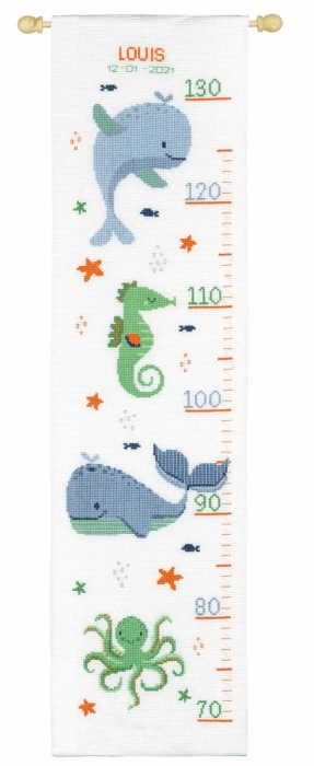 Whales Fun Height Chart Cross Stitch Kit By Vervaco