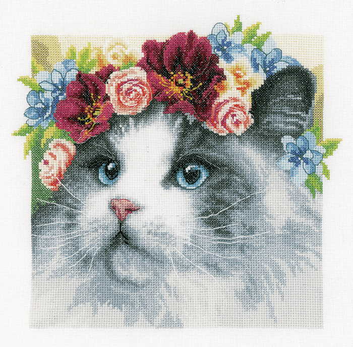 Flower Crown Ragdoll Cross Stitch Kit By Lanarte