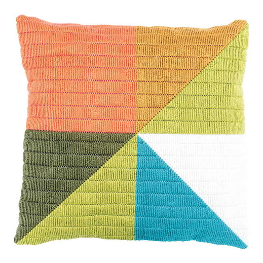Coloured Triangles Long Stitch Cushion Kit By Vervaco