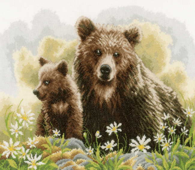 Bears in the Woods Cross Stitch Kit By Lanarte