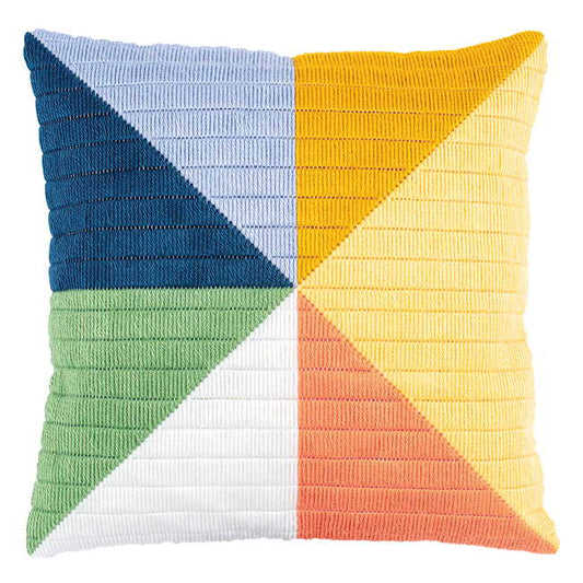 Coloured Triangles Long Stitch Cushion Kit By Vervaco