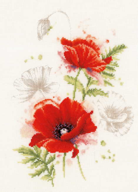 Poppies Cross Stitch Kit By Lanarte