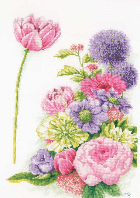 Floral Cotton Candy Cross Stitch Kit By Lanarte