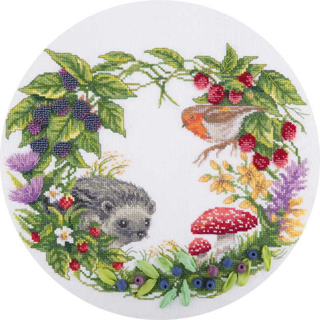 Summer Wildlife Wreath Cross Stitch Kit by PANNA