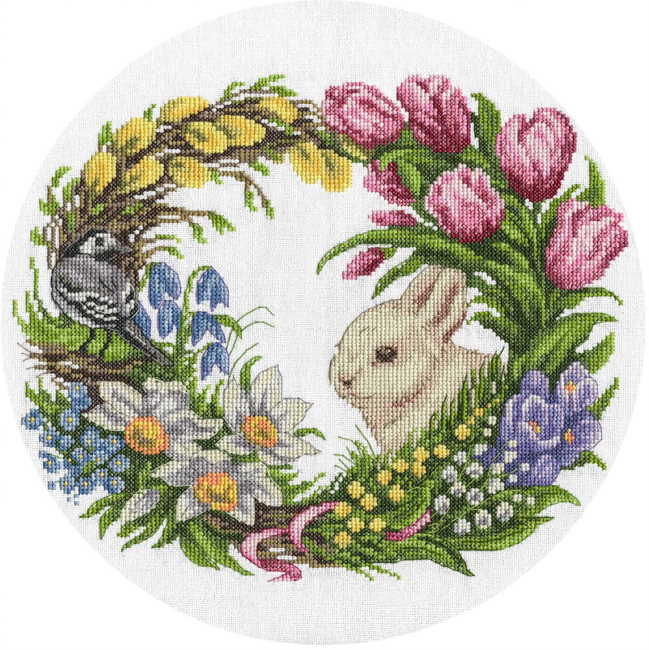 Spring Wildlife Wreath Cross Stitch Kit by PANNA