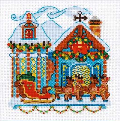 Cabin with Sleigh Cross Stitch Kit By RIOLIS