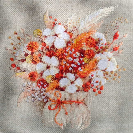 Lagurus and Cotton Cross Stitch Kit By RIOLIS