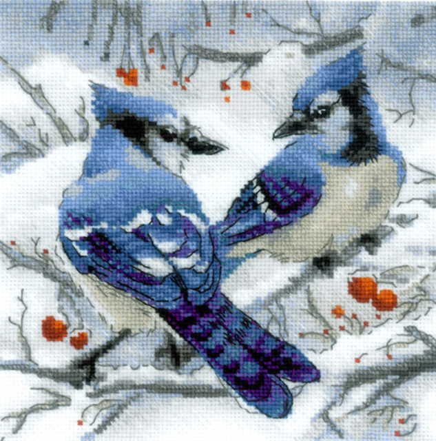 Blue Jays Cross Stitch Kit By RIOLIS