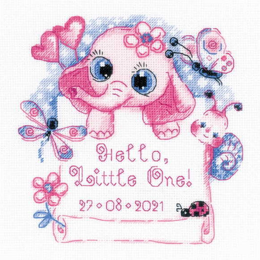 Hello Little One Girl Birth Sampler Cross Stitch Kit By RIOLIS