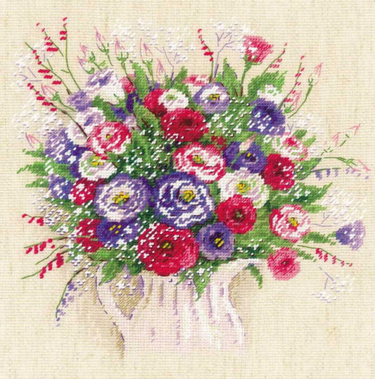 Eustoma and Gypsophila Cross Stitch Kit By RIOLIS
