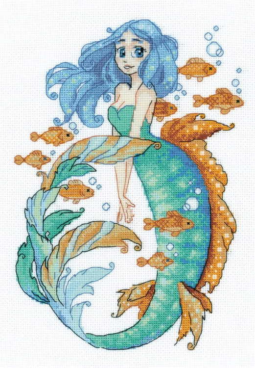 Little Mermaid Aquamarine Cross Stitch Kit By RIOLIS
