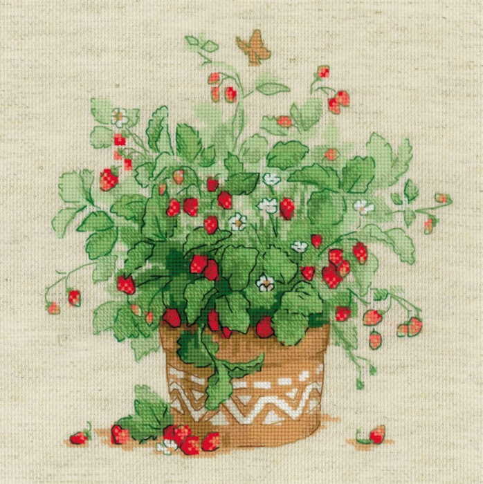 Strawberries in a Pot Cross Stitch Kit By RIOLIS