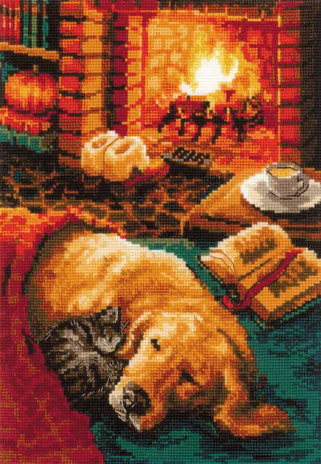 By The Fireplace Cross Stitch Kit By RIOLIS