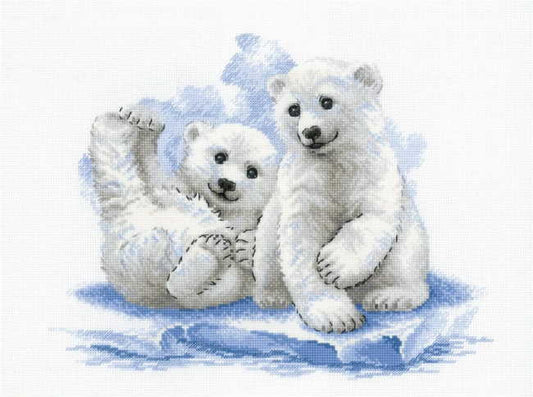 Bear Cubs on Ice Cross Stitch Kit By RIOLIS