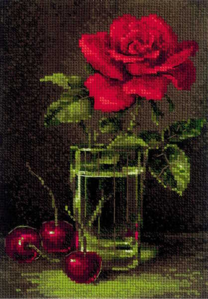 Rose and Sweet Cherry Cross Stitch Kit By RIOLIS