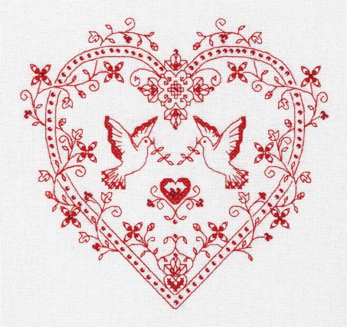 Heart with Doves Cross Stitch Kit by PANNA