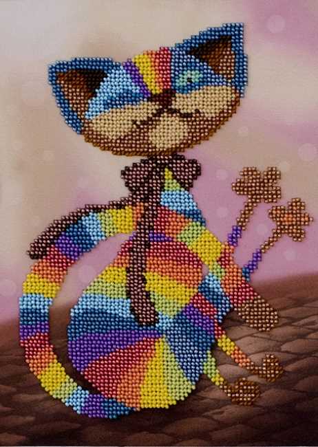 Colourful Cat Bead Embroidery Kit by VDV