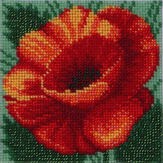Red Poppy Bead Embroidery Kit by VDV