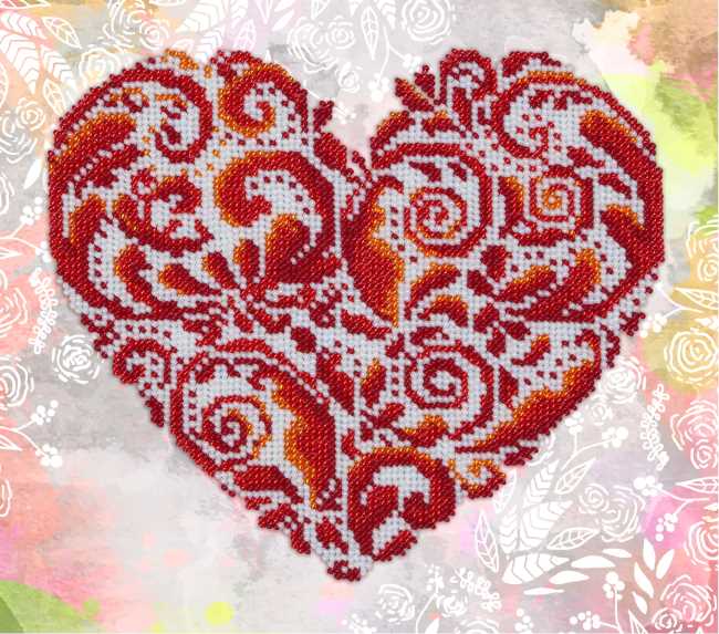 Heart Shaped Lace Bead Embroidery Kit by VDV