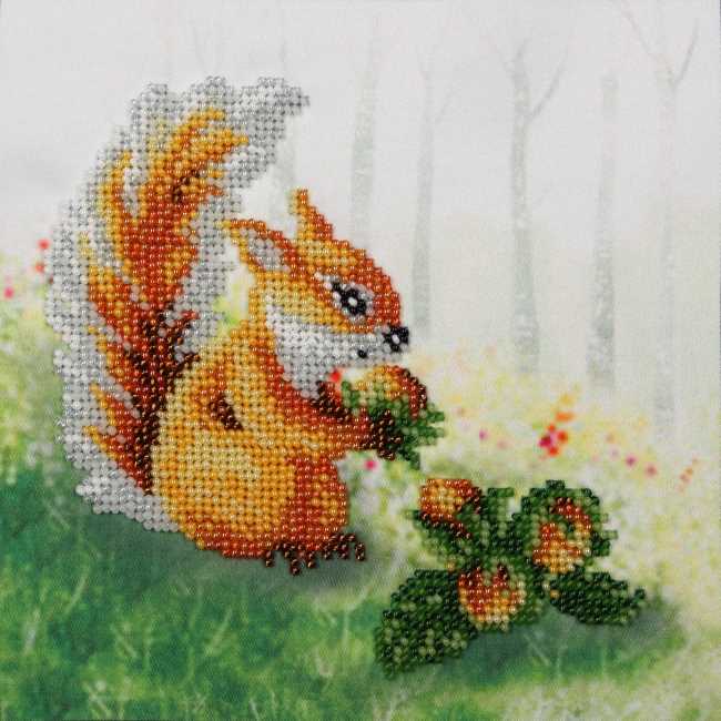 Squirrel with a Nut Bead Embroidery Kit by VDV