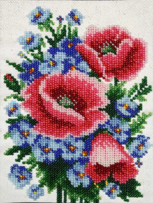 Poppies and Cornflowers Bead Embroidery Kit by VDV