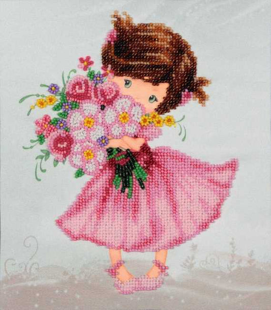 Girl with Bouquet bead embroidery kit by vdv