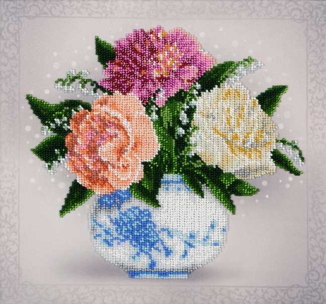 Floral Sketch Carnations Bead Embroidery Kit by VDV