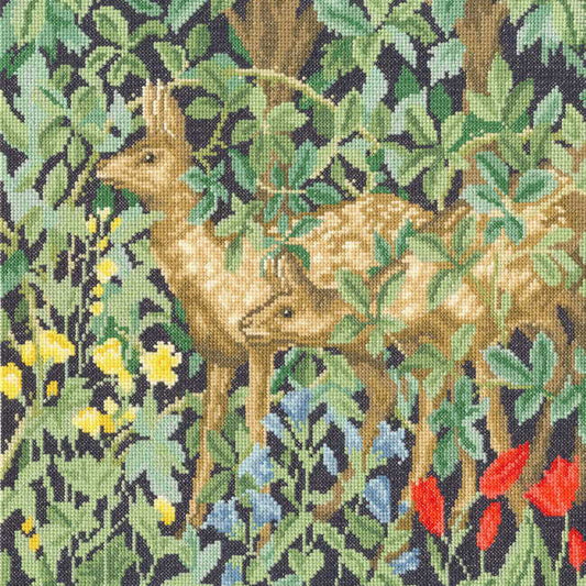 Greenery Deer William Morris Cross Stitch Kit By Bothy Threads
