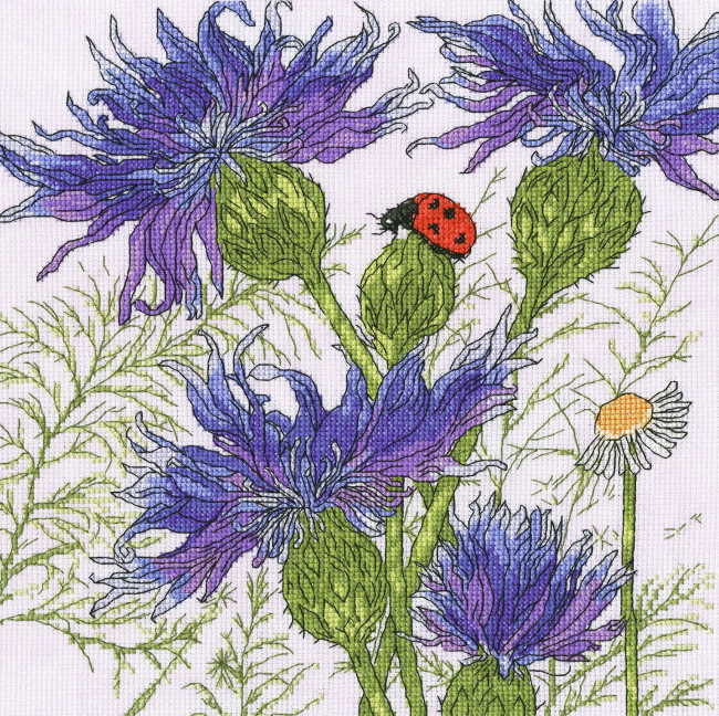 Cornflower Garden Cross Stitch Kit By Bothy Threads