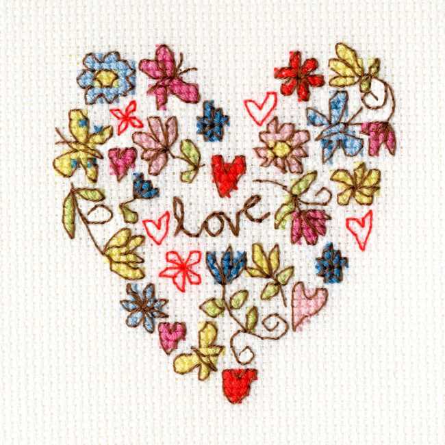 Sweet Heart Cross Stitch Card Kit By Bothy Threads
