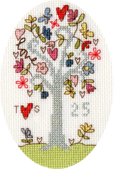 Silver Celebration Cross Stitch Card Kit By Bothy Threads