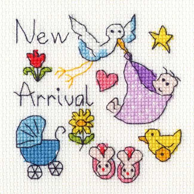 New Baby Cross Stitch Card Kit By Bothy Threads