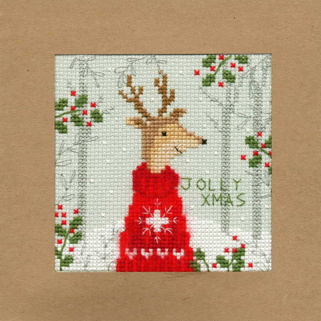 Christmas Deer Cross Stitch Christmas Card Kit by Bothy Threads