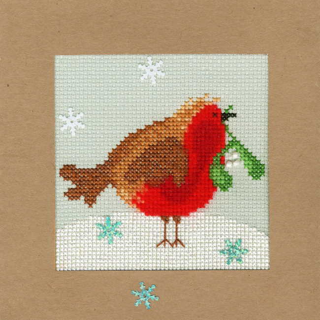 Snowy Robin Cross Stitch Christmas Card Kit by Bothy Threads