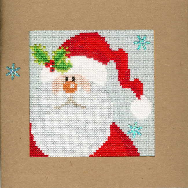 Snowy Santa Cross Stitch Christmas Card Kit by Bothy Threads