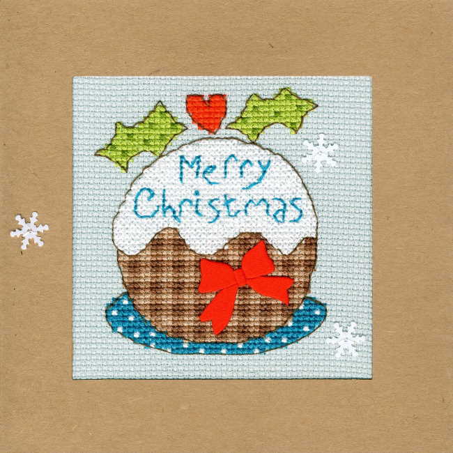Snowy Pudding Cross Stitch Christmas Card Kit by Bothy Threads